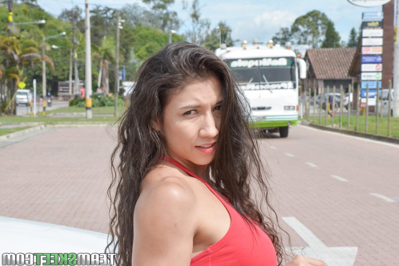 16P Latina Mariana Lopez seduces topless dude in public as she wears tight jeans