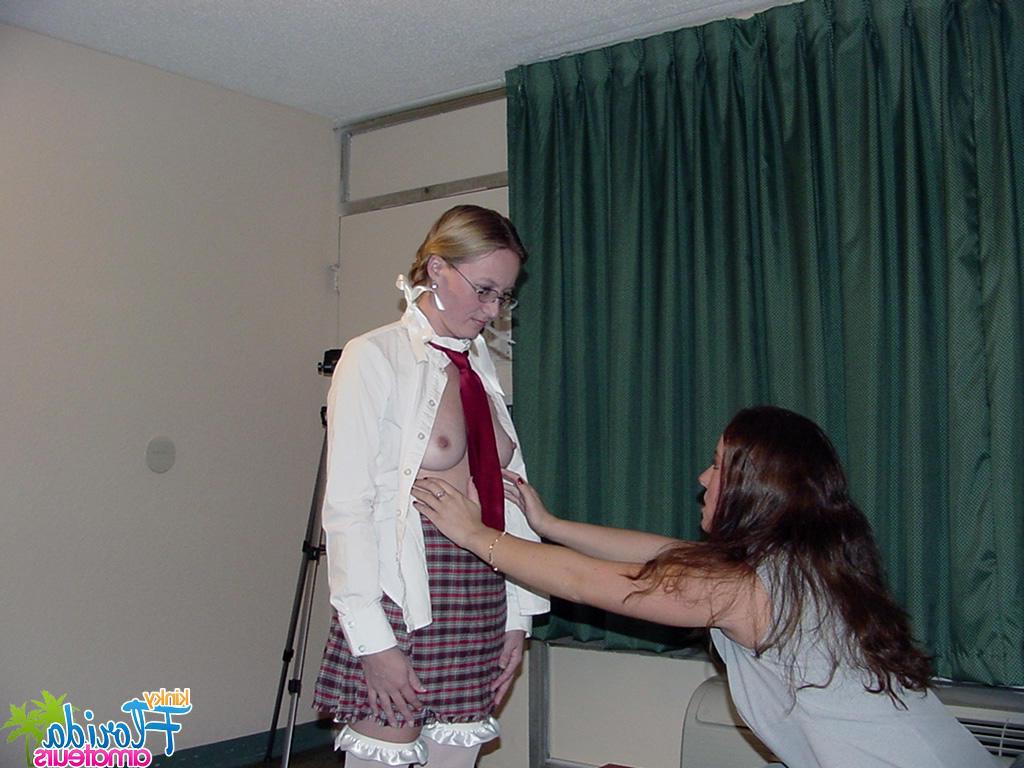 16P Geeky schoolgirl Candy is introduced to lesbian sex by her teacher Chynna