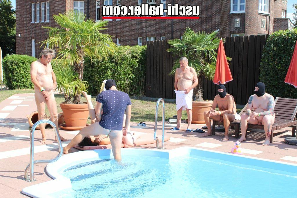 16P Caucasian girls partake in gangbangs during the course of a pool party