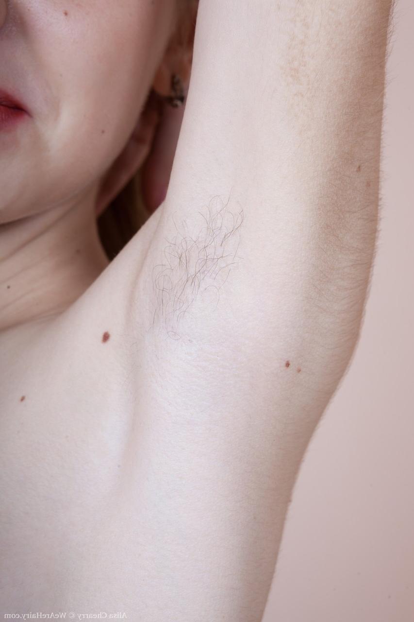 19P Ukrainian doll Alisa Chearry takes off sexy lingerie & touches her hairy twat
