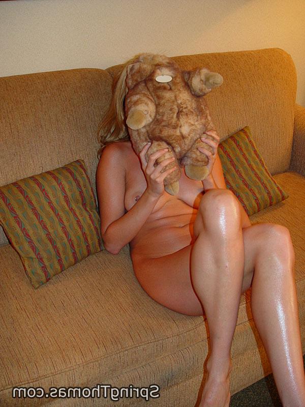 18P Blonde slag Spring Thomas gets two big black cocks & a double load of cum