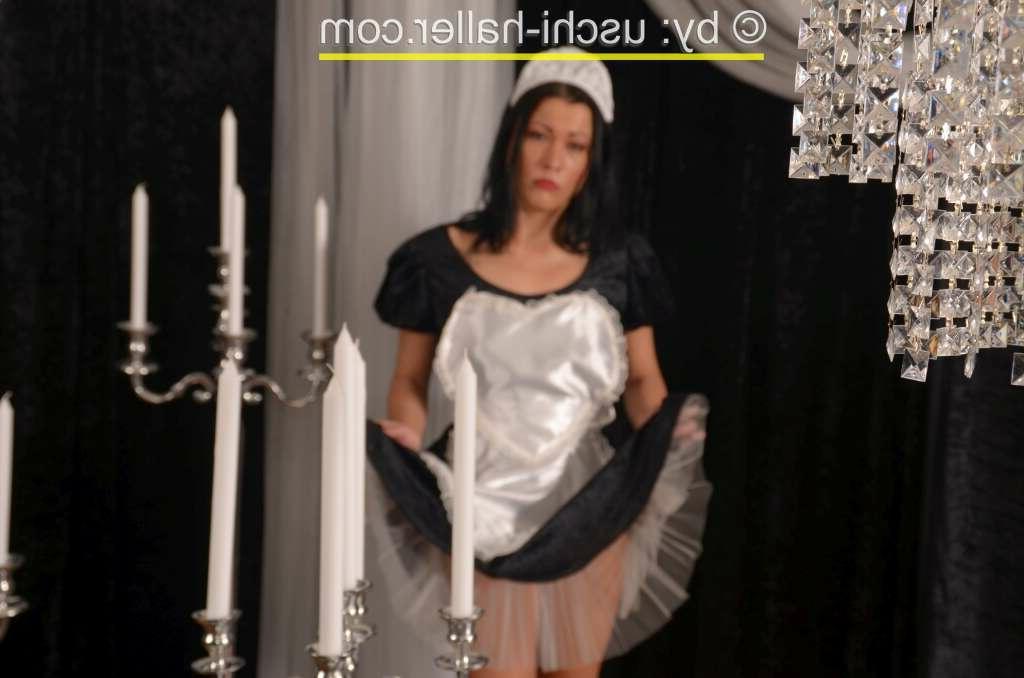 15P Brunette maid Eve Gagging is subjected to messy sex during a gangbang