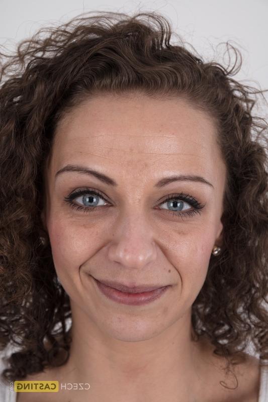 20P First timer with curly hair gets naked before a close-up of her bald pussy