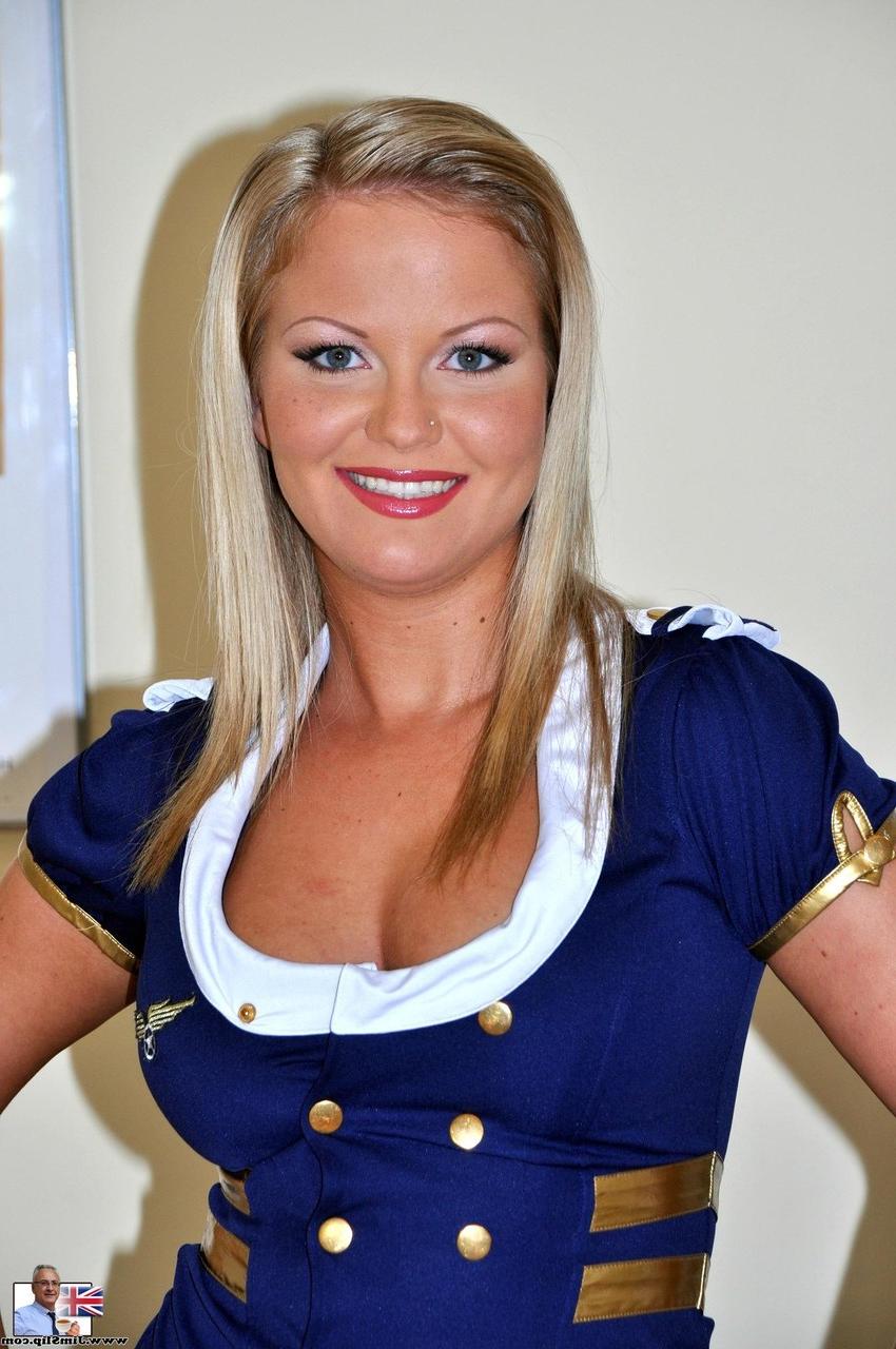 20P Stewardess with a big booty Sunny Diamond fucks an old dick in her uniform