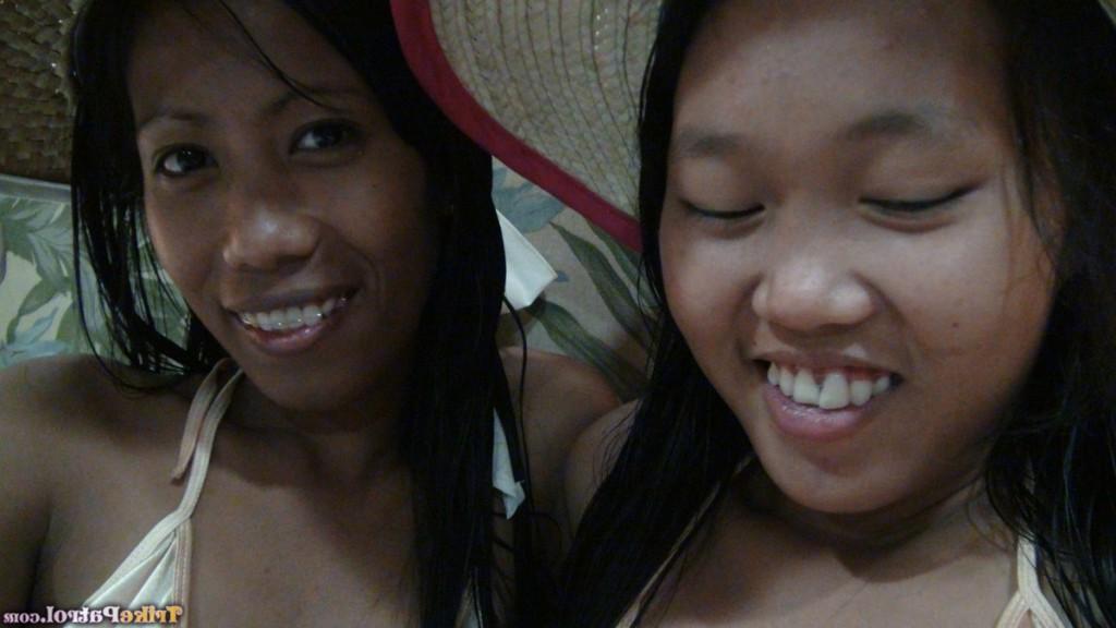 17P Petite Filipina girls Jeremay and Mayka share a cock in POV FFM threesome