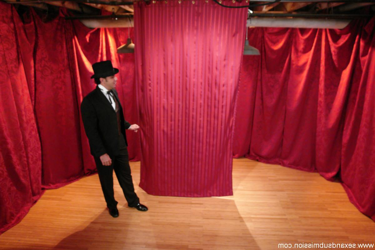 20P Skinny Asian Soolin Kelter gets caged during a magician's performance