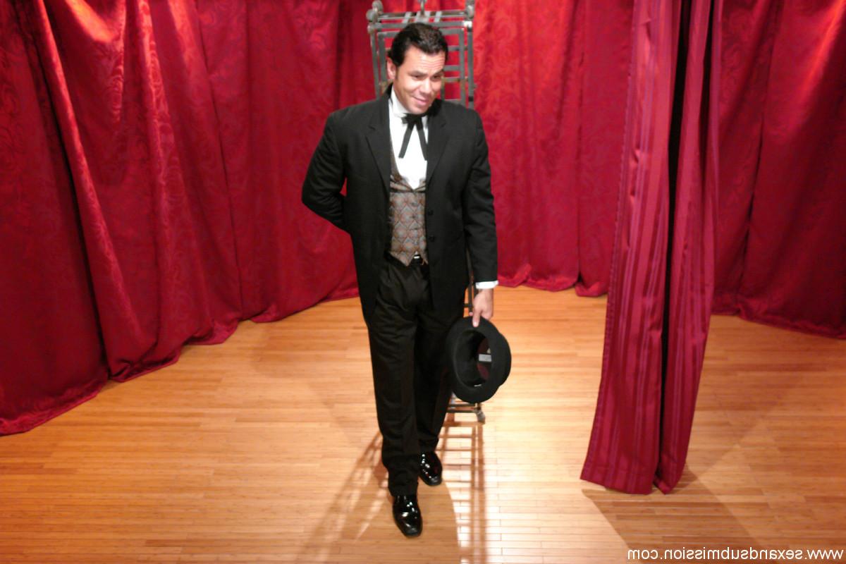20P Skinny Asian Soolin Kelter gets caged during a magician's performance