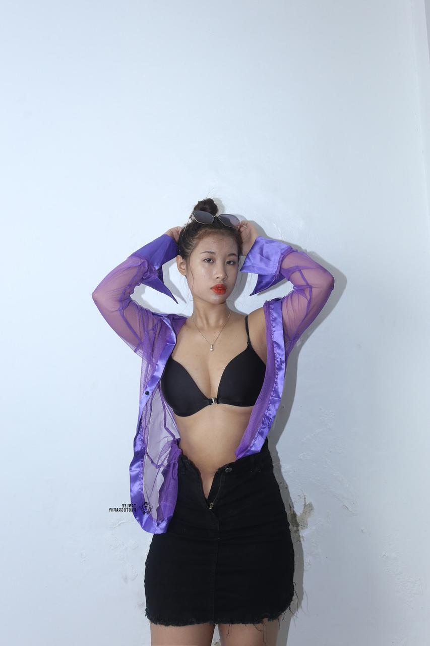 20P Glamorous Asian babe Rosy strips and shows her big natural tits