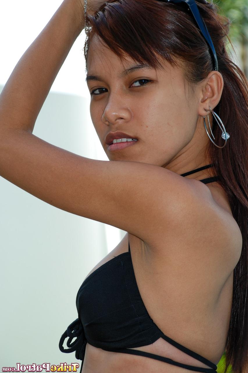 20P Pretty Filipina Juicy Lucy undressing and rubbing her tits and sweet pussy