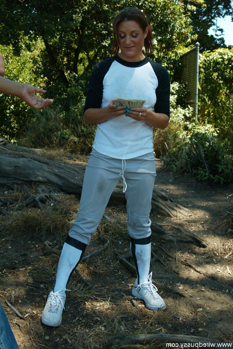 20P Cute softball player Ariana Jollee gets bound and shocked by three lezdoms