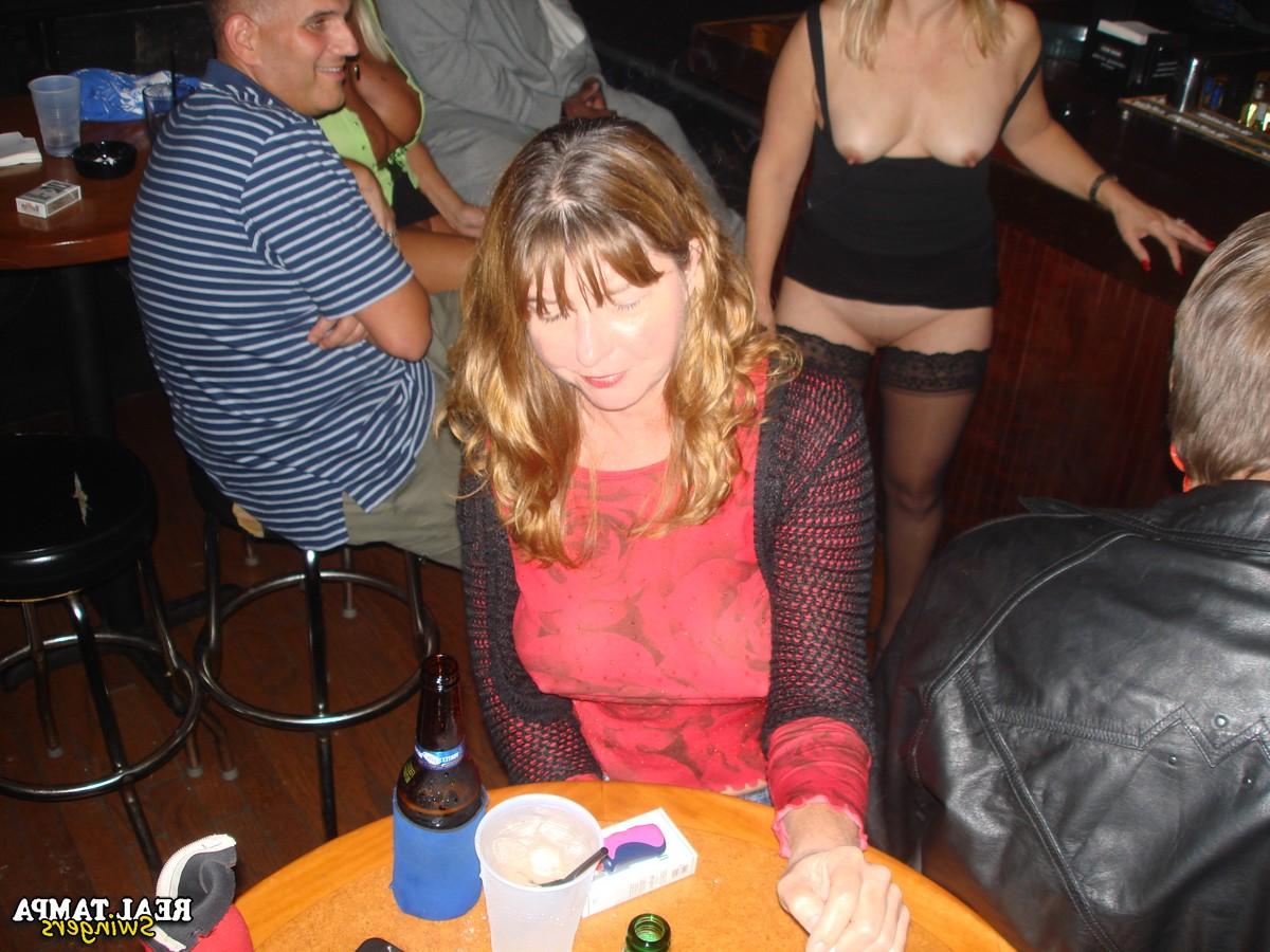 20P Short haired granny Double Dee and her friends show their tits and twats