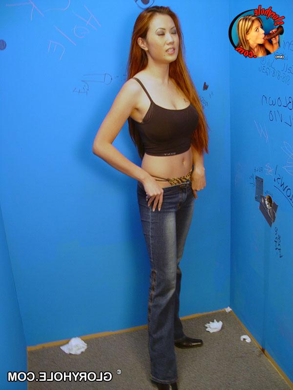 19P Asian hottie Sin Eye tries out a black meat pole at her first gloryhole visit