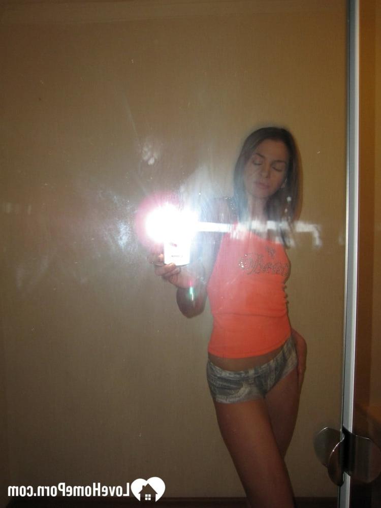 13P Bored skinny brunette strips and shows her tiny tits with sexy nipples