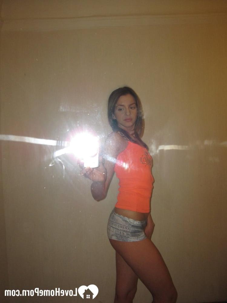 13P Bored skinny brunette strips and shows her tiny tits with sexy nipples