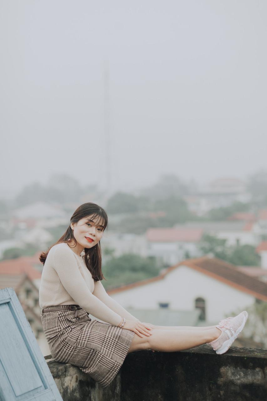 20P Dark-haired Asian sweetheart with red lipstick poses seductively in public