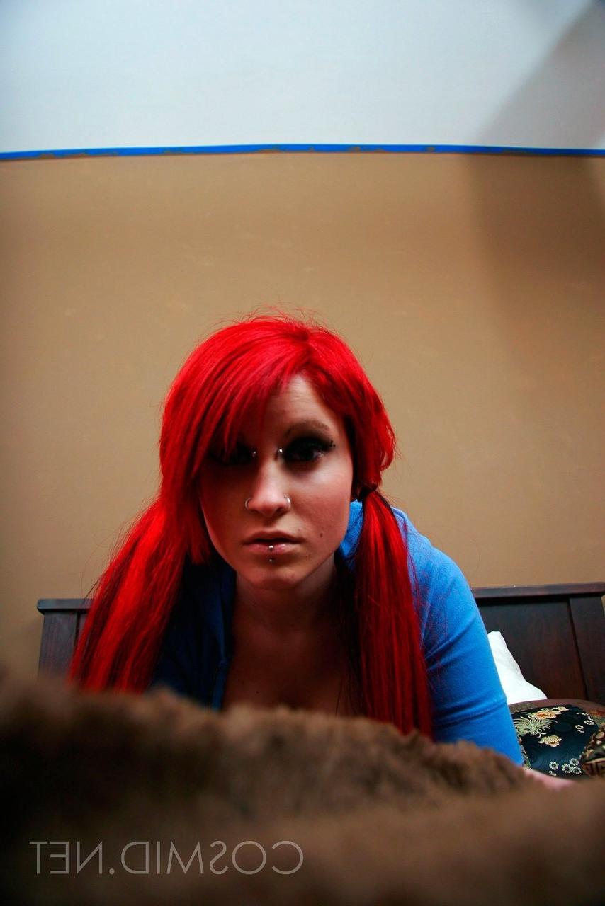 16P Chubby redhead Tailor uncups her big natural tits wearing cute panties