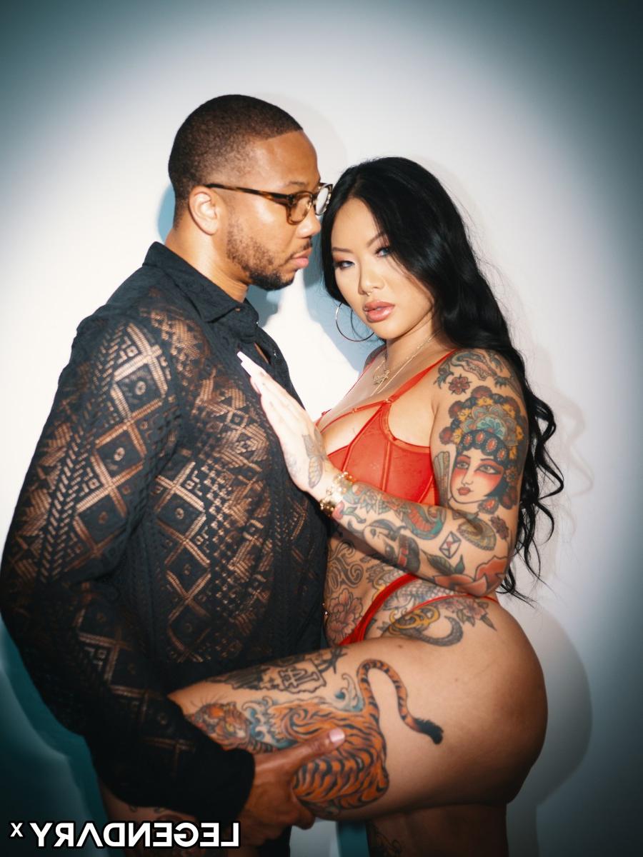 15P Tattooed Asian chick Connie Perignon has sex with her black lover