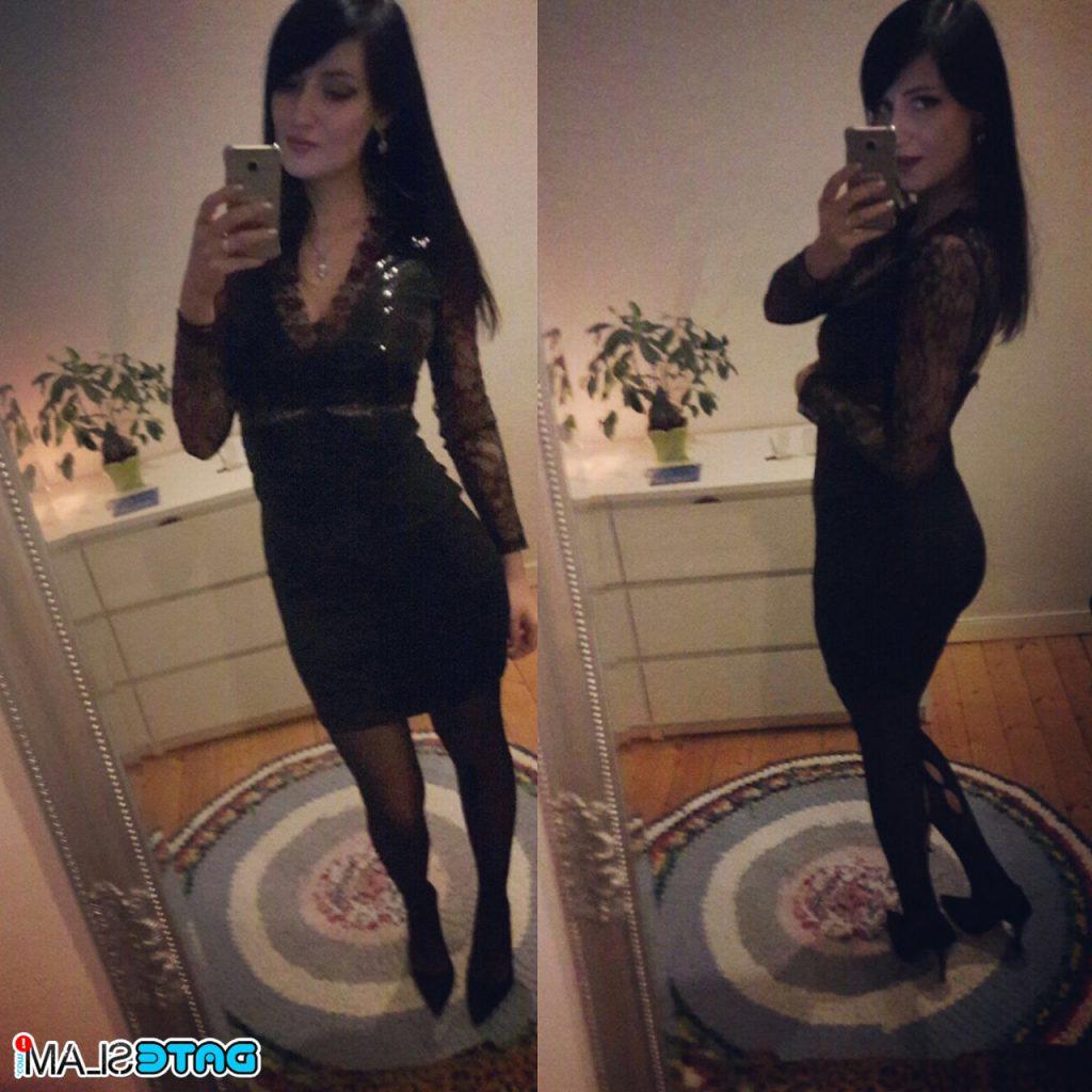 12P Busty hot brunette model Kelly in sexy clothing takes self shots indoors & out