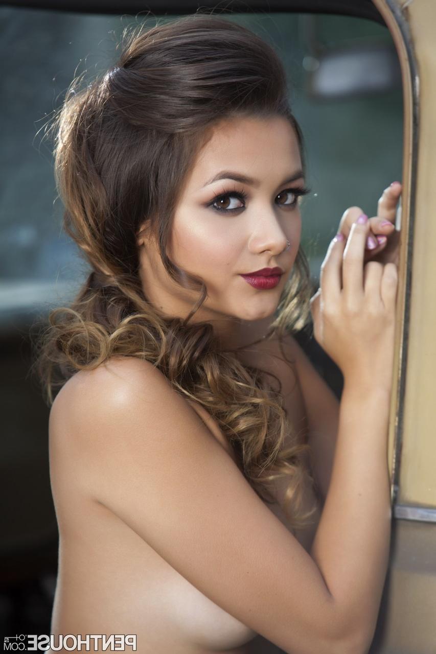 20P Petite Alex De La Flor slowly loses her clothes and presents her hairy twat