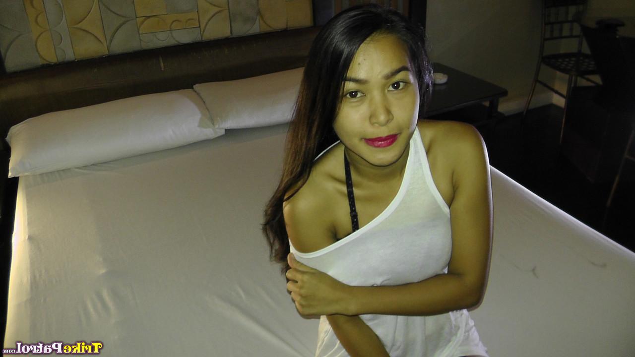 20P Filipina babe Princess Escanilla undresses & sucks a knob before sex