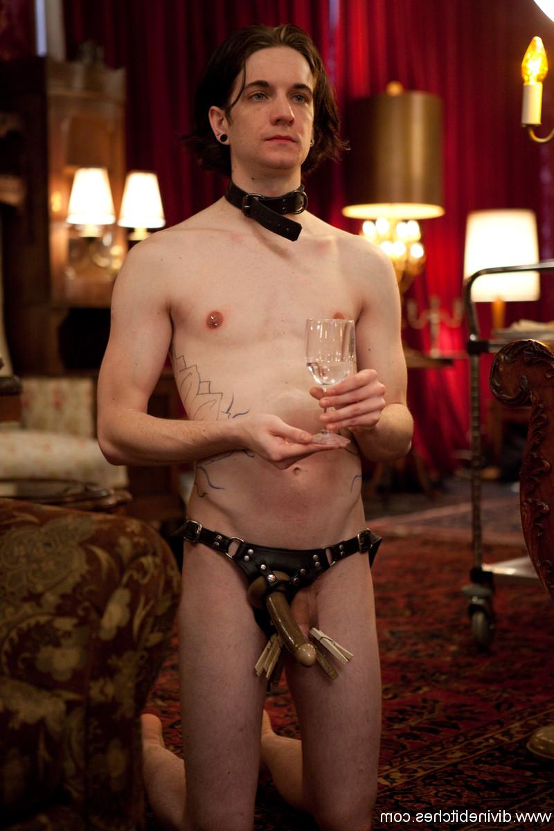 20P Dominant sluts discipline and peg their naked male slaves at a BDSM party