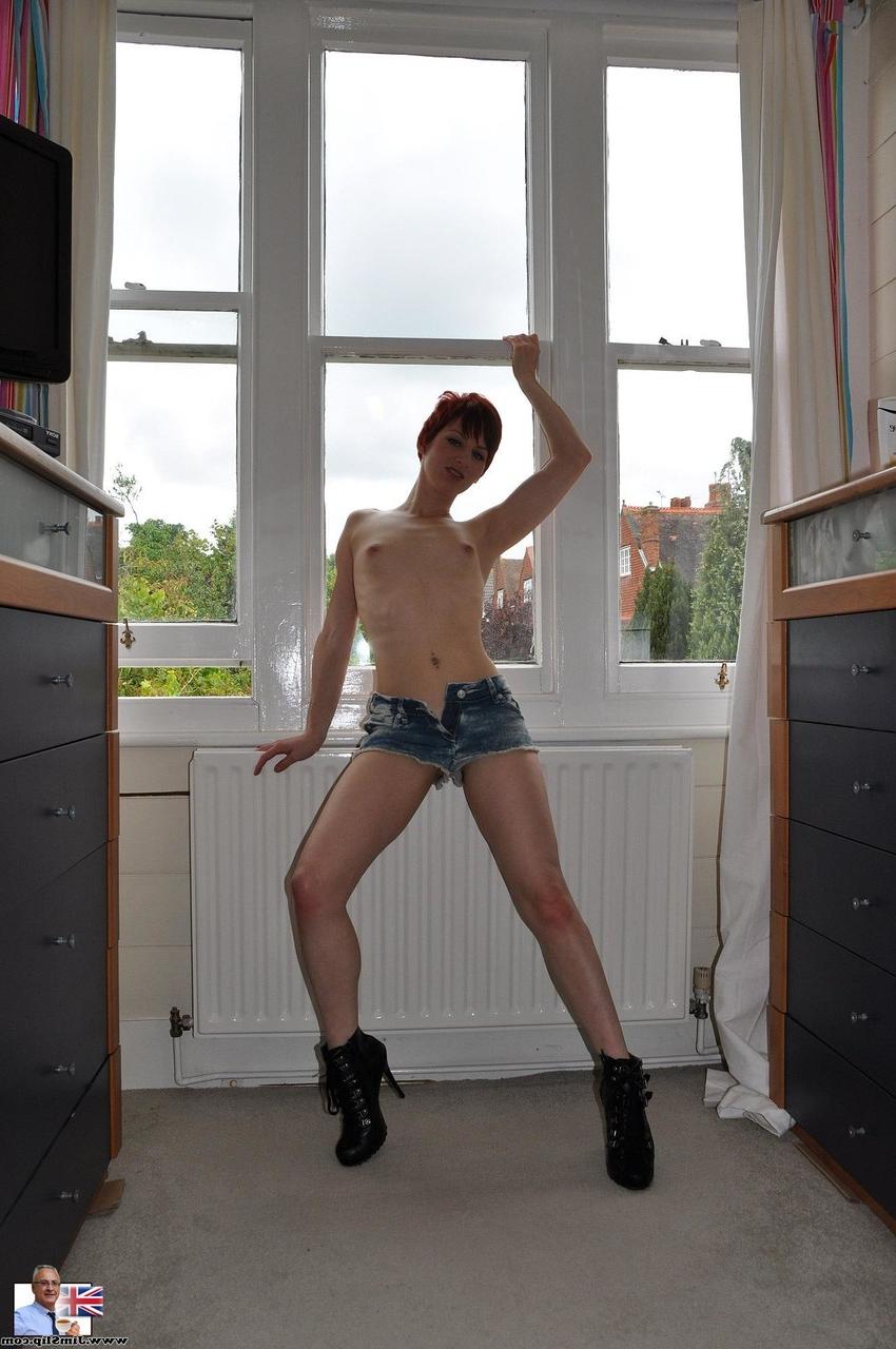 17P Redhead with extra small tits Priscilla Lovett is feeling horny at home