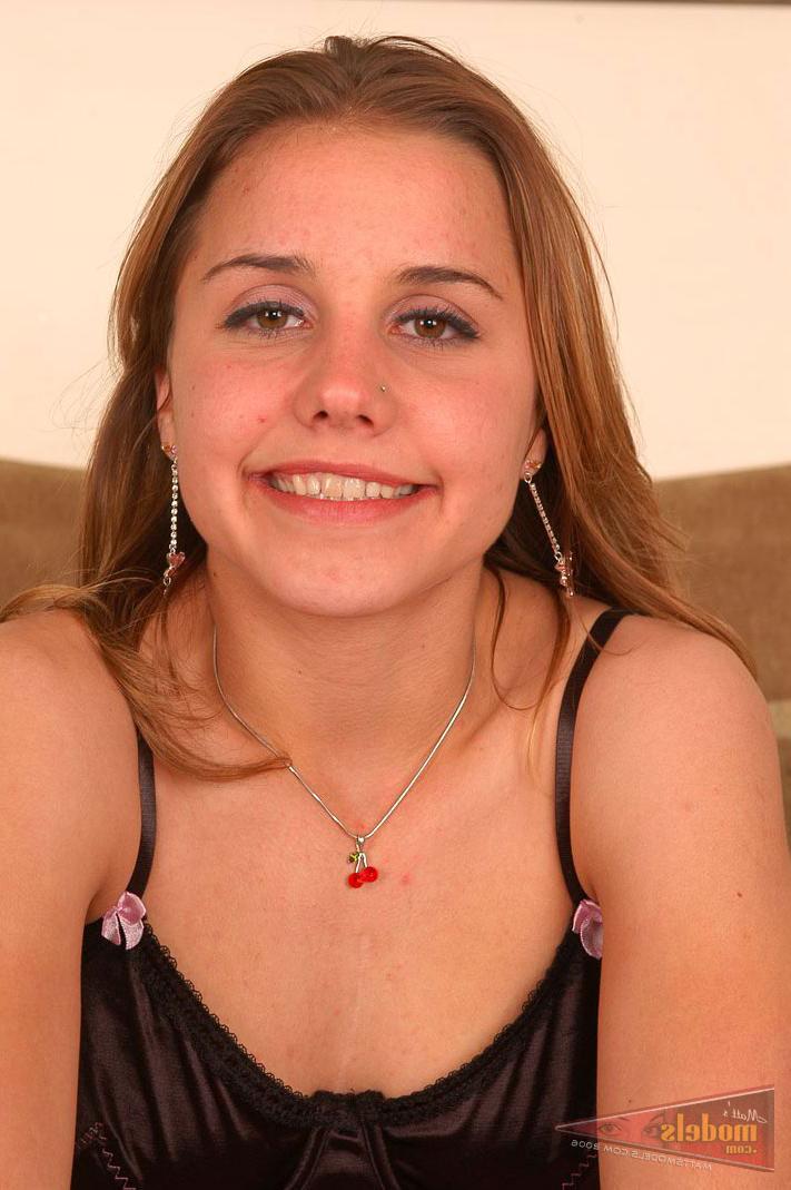16P Teen first timer Mandy T blows a kiss after a closeup of her stretched pussy
