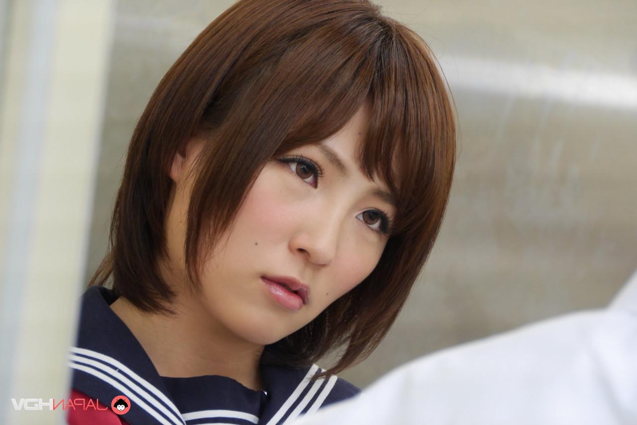 15P Japanese coed Kaede Oshiro has her cotton underwear pulled down