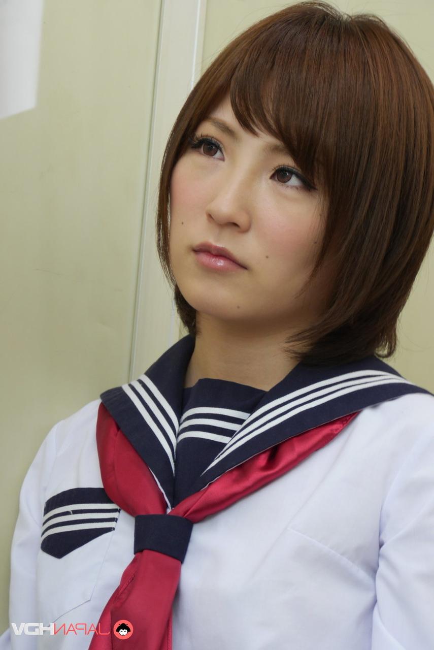 15P Japanese coed Kaede Oshiro has her cotton underwear pulled down