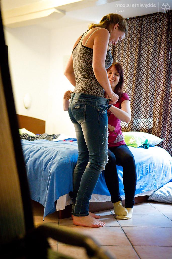 16P Gay amateurs Alyssa and Gisela helping one another get dressed