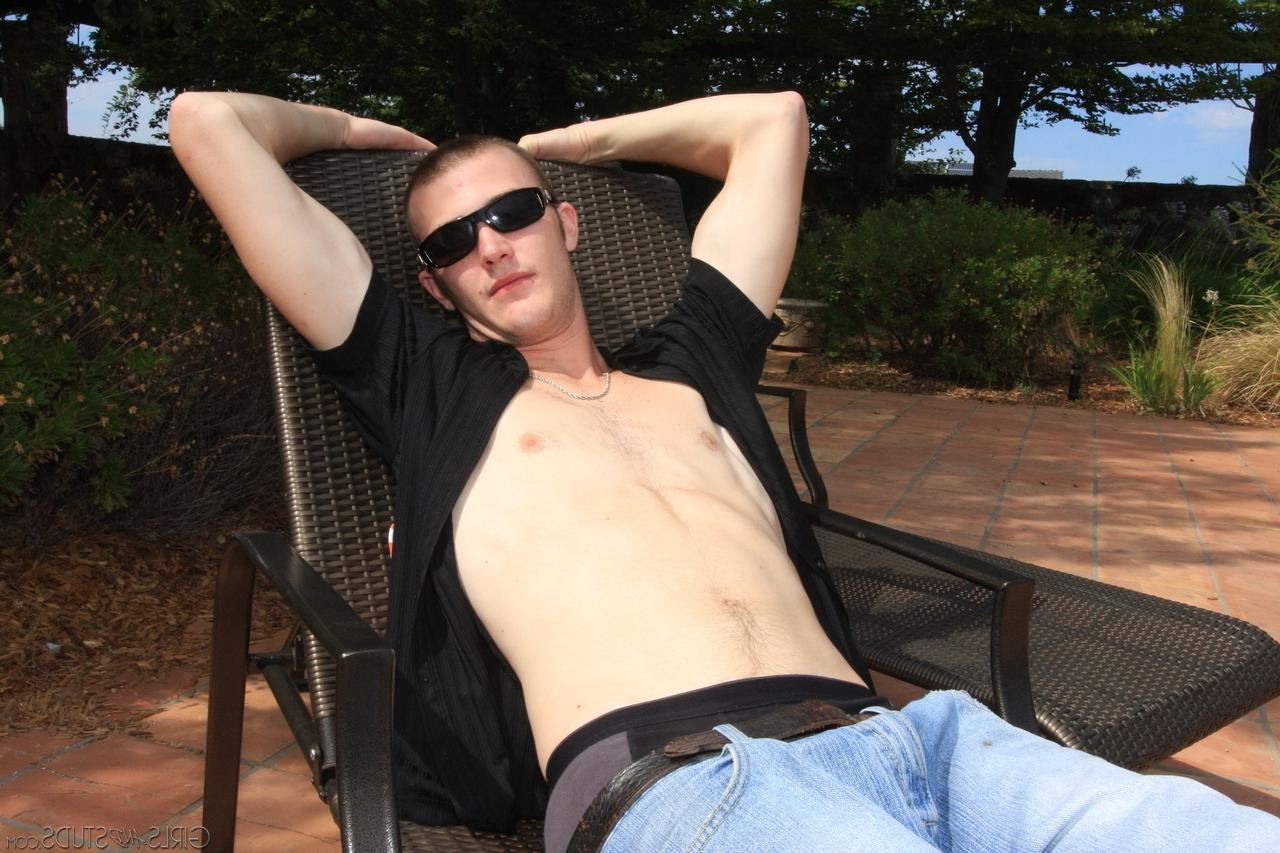 16P Blonde chick with tiny tits Jessie Cox and Christian Wilde fuck on the patio