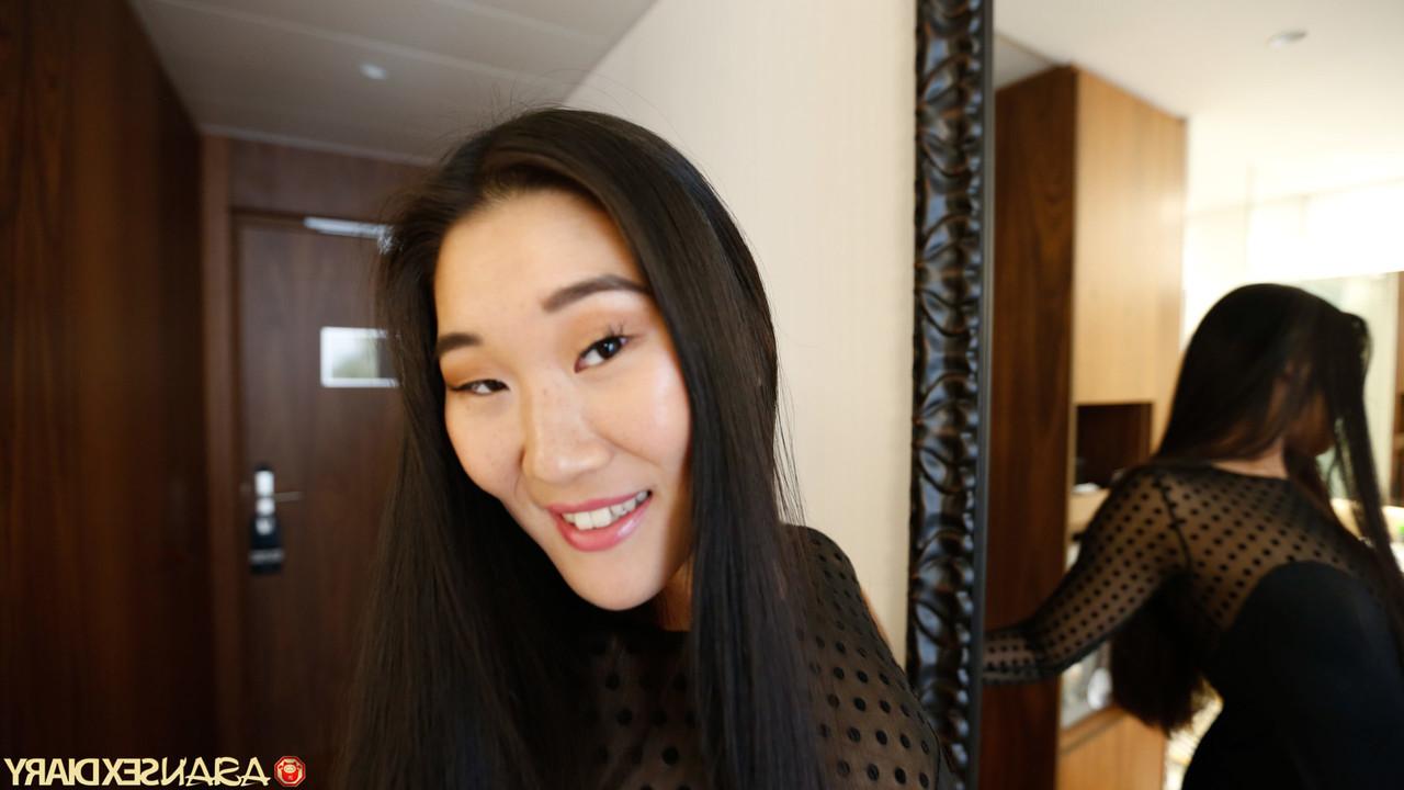 20P Petite Asian babe Fang B worships and humps a nice white dick in POV
