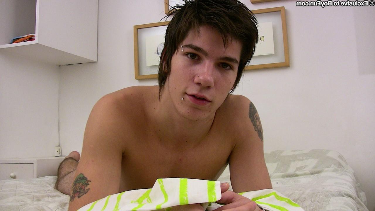 20P Gay punk guy gets rid of his clothes and plays with his big dick & balls