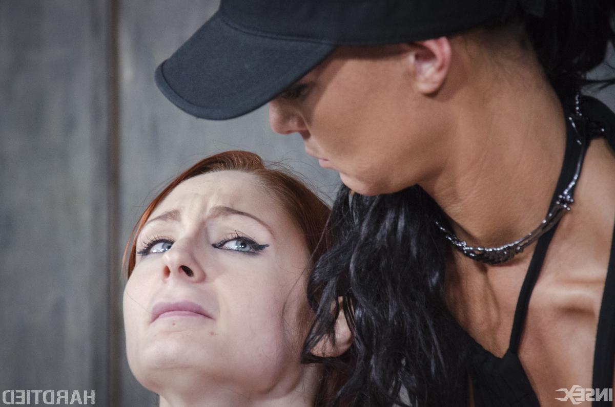 14P Restrained redhead Violet Monroe is tortured and masturbated by a lesbian