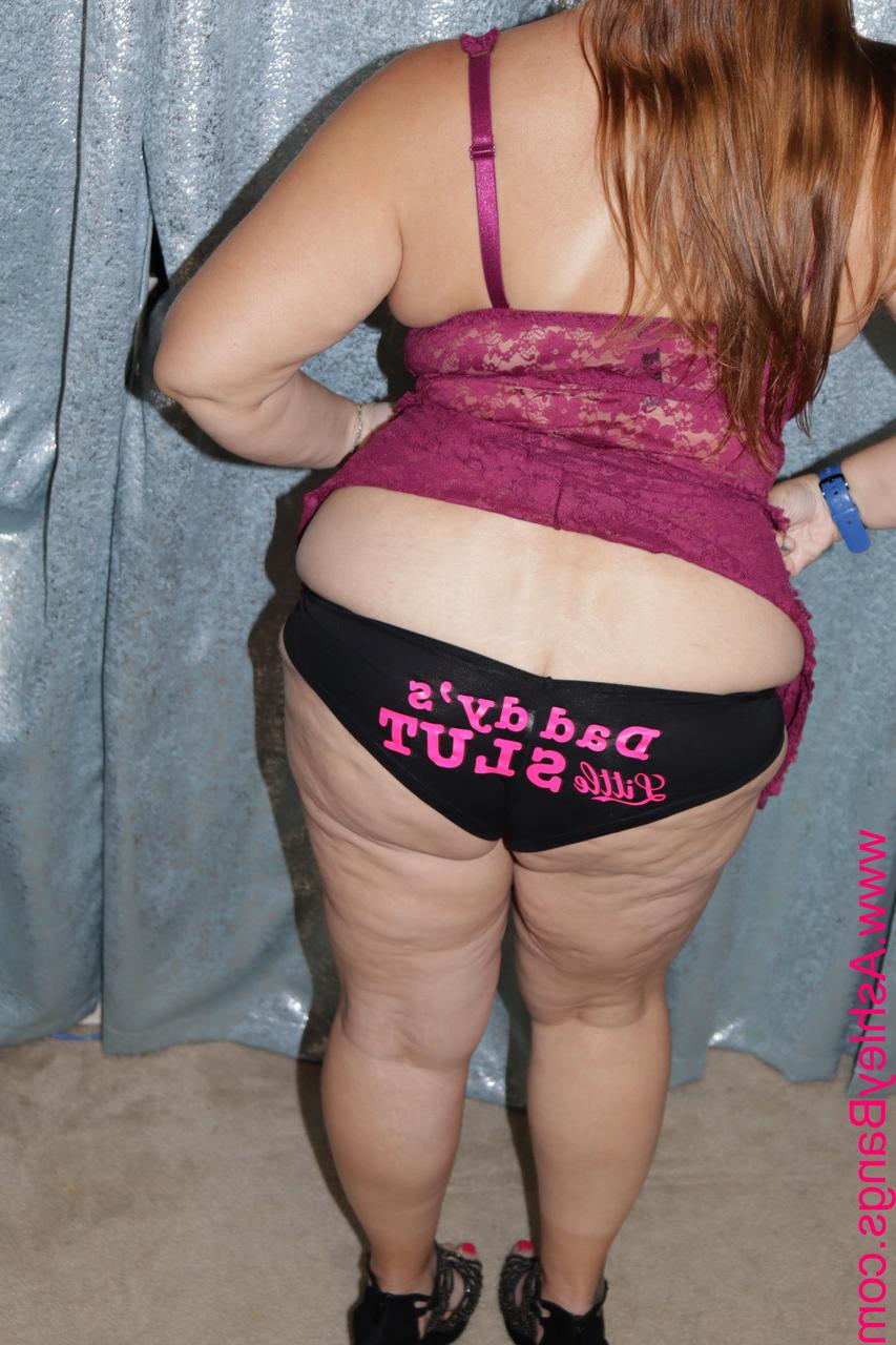 13P Chubby ginger Ashley Bangs teasing with her big booty and mature holes