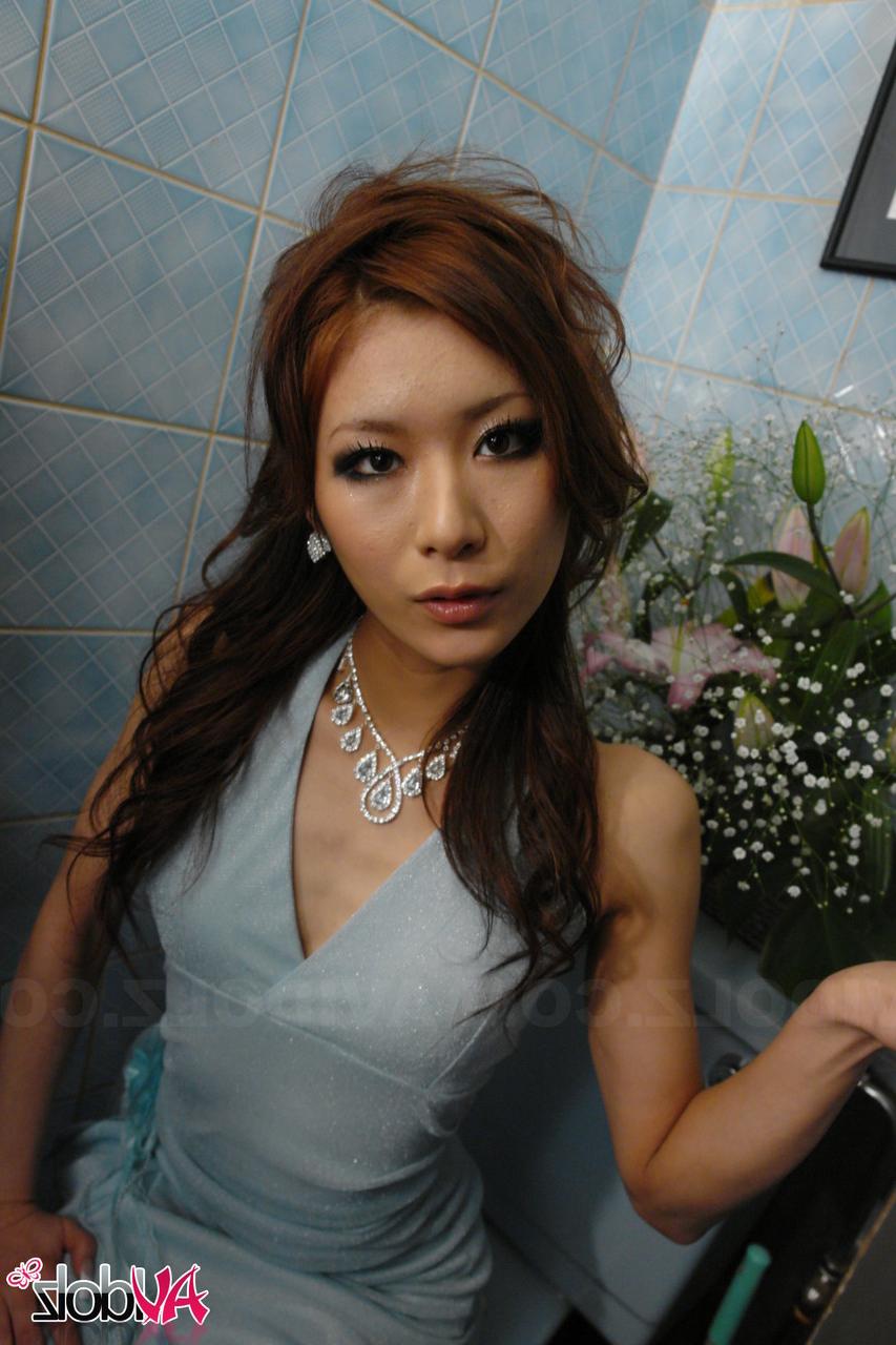 20P Classy Japanese babe in a hot dress Erena giving a tiny Asian dick a POV BJ