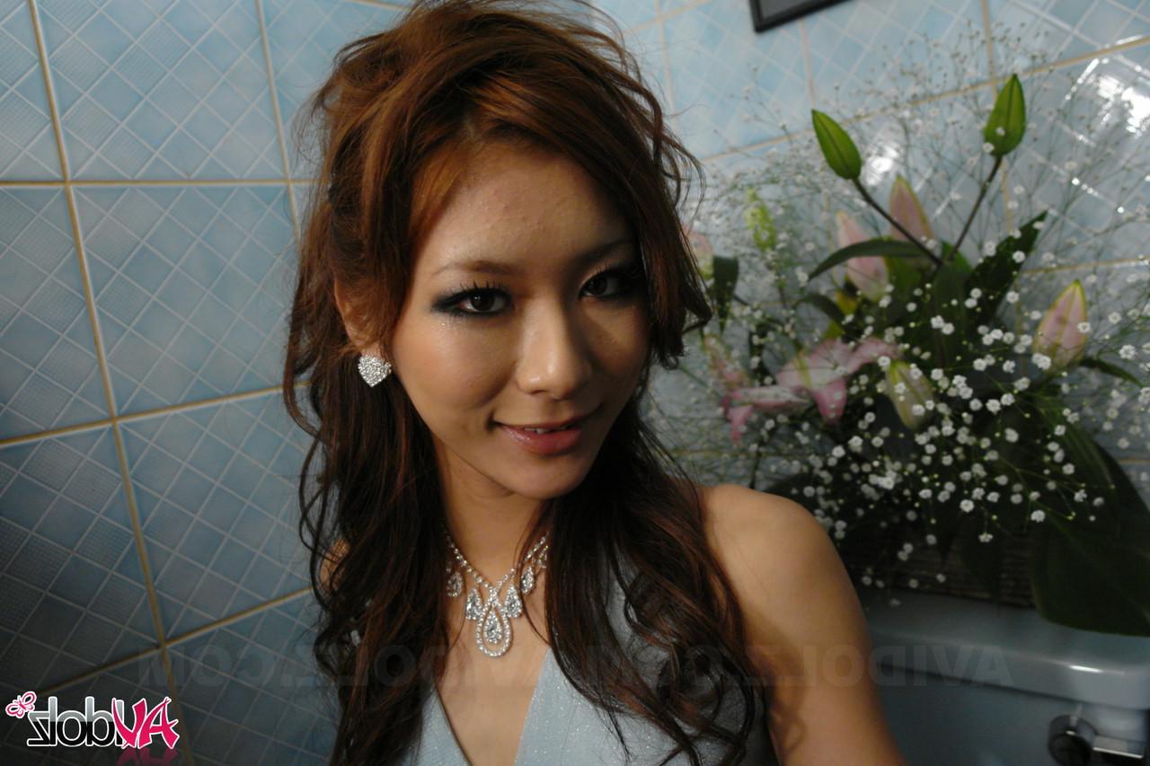 20P Classy Japanese babe in a hot dress Erena giving a tiny Asian dick a POV BJ
