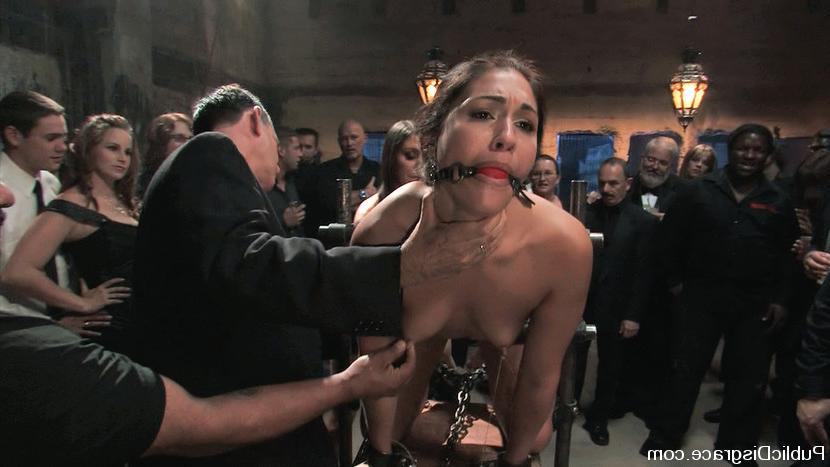 11P Nude brunette is restrained and humiliated before giving oral sex in a dungeon