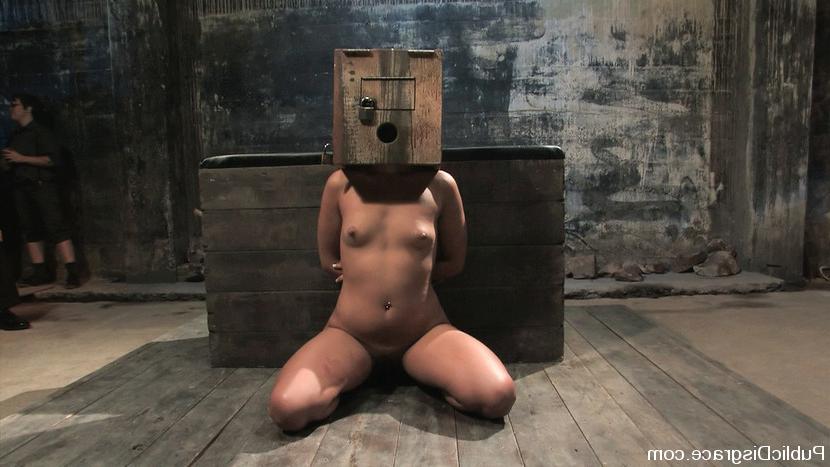 11P Nude brunette is restrained and humiliated before giving oral sex in a dungeon