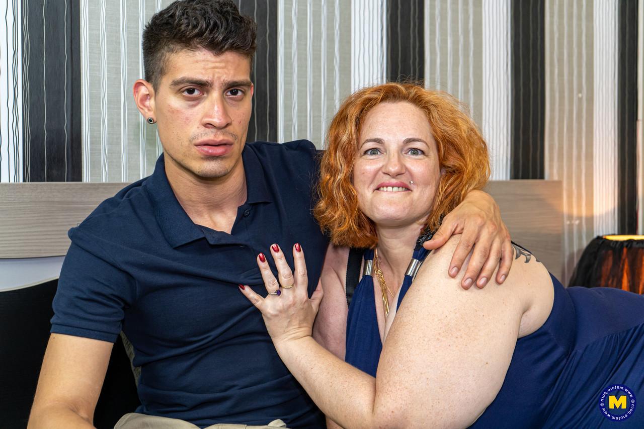 20P Redheaded BBW Sophia Lola gives a handsome boy a BJ in a 69 & rides his dick