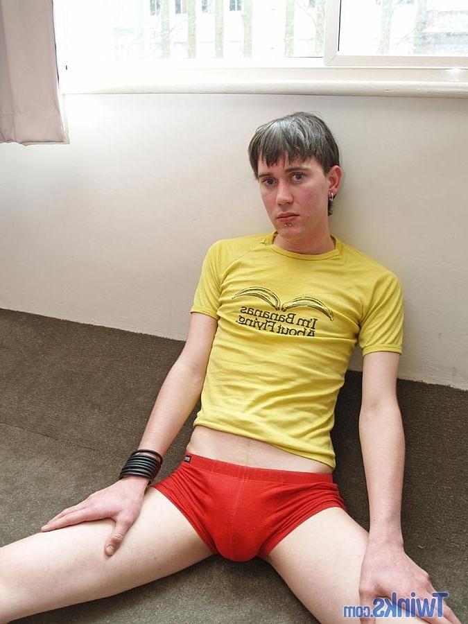 20P Brunette twink Tristian B strips naked & flaunts his big ass and dick
