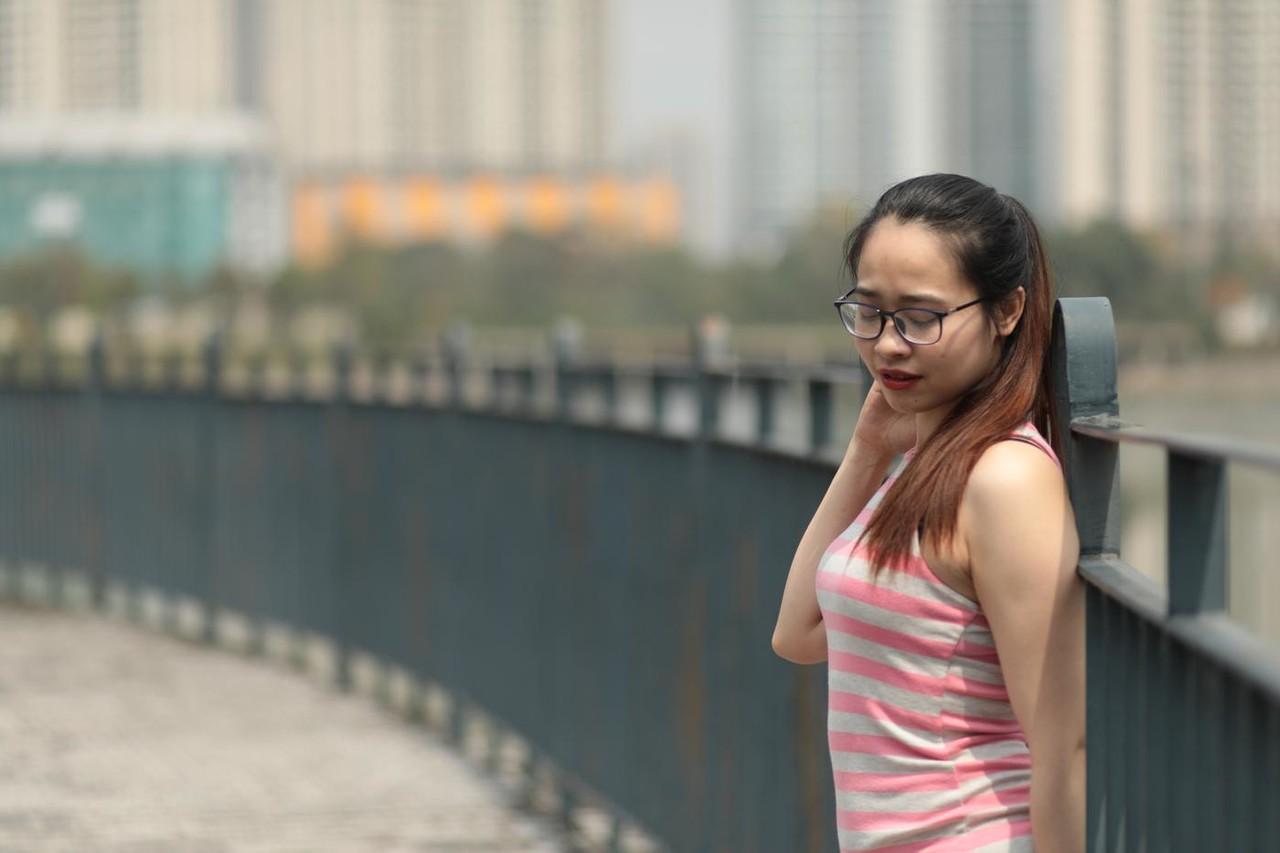 20P Sweet Asian babe Katrina posing in her long summer dress outdoors