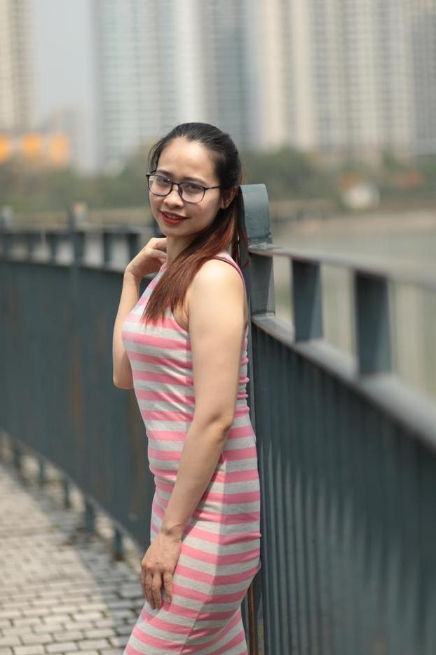 20P Sweet Asian babe Katrina posing in her long summer dress outdoors