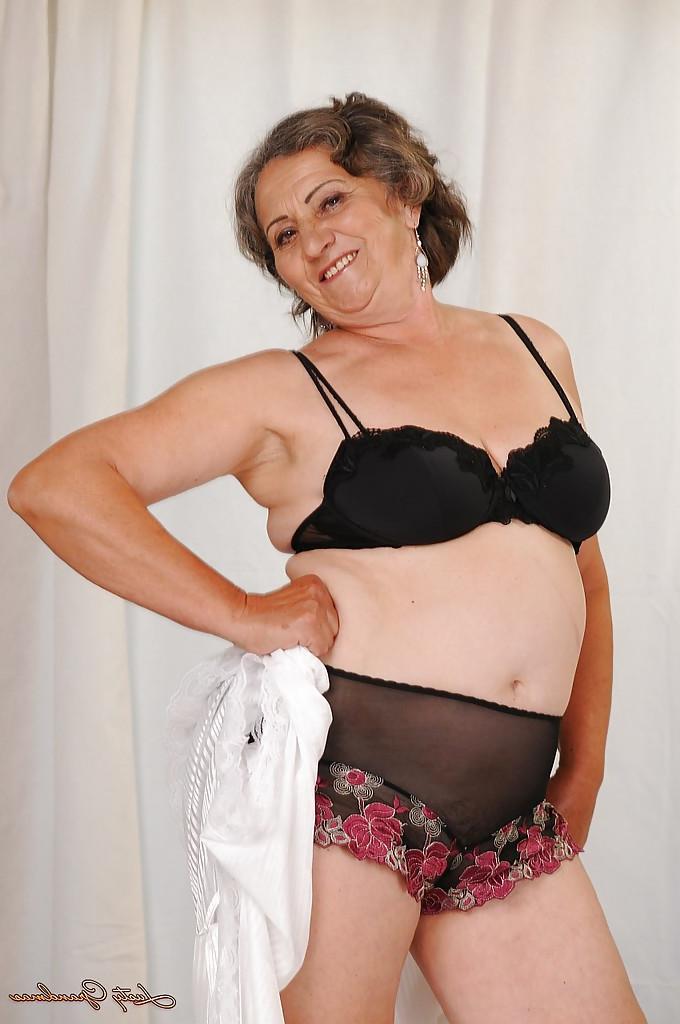 16P Naughty granny with fatty curves getting rid of her lingerie