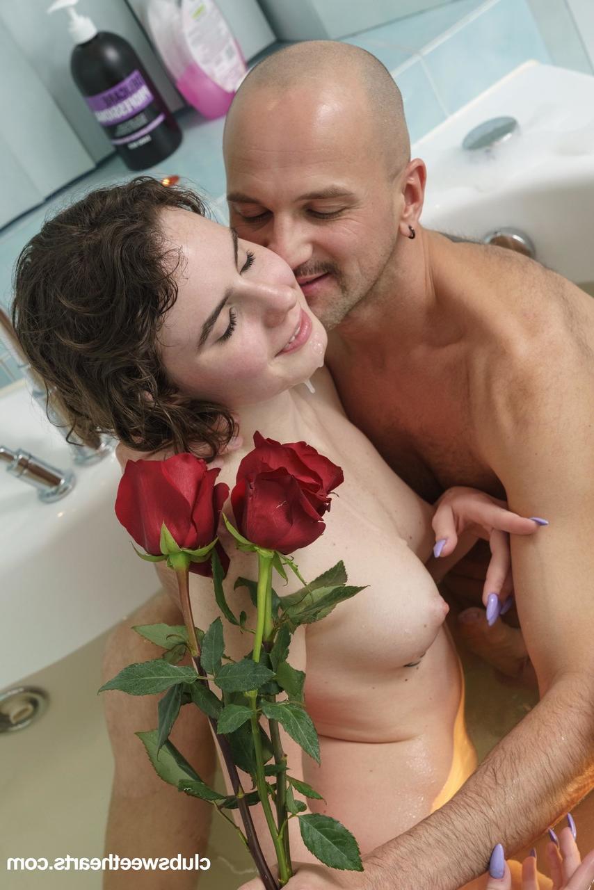 20P Brunette girl with tiny tits Darcy Dark tastes cum after tub sex