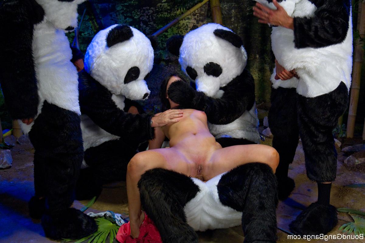 20P Babe Ashli Orion getting banged by several men in panda costumes
