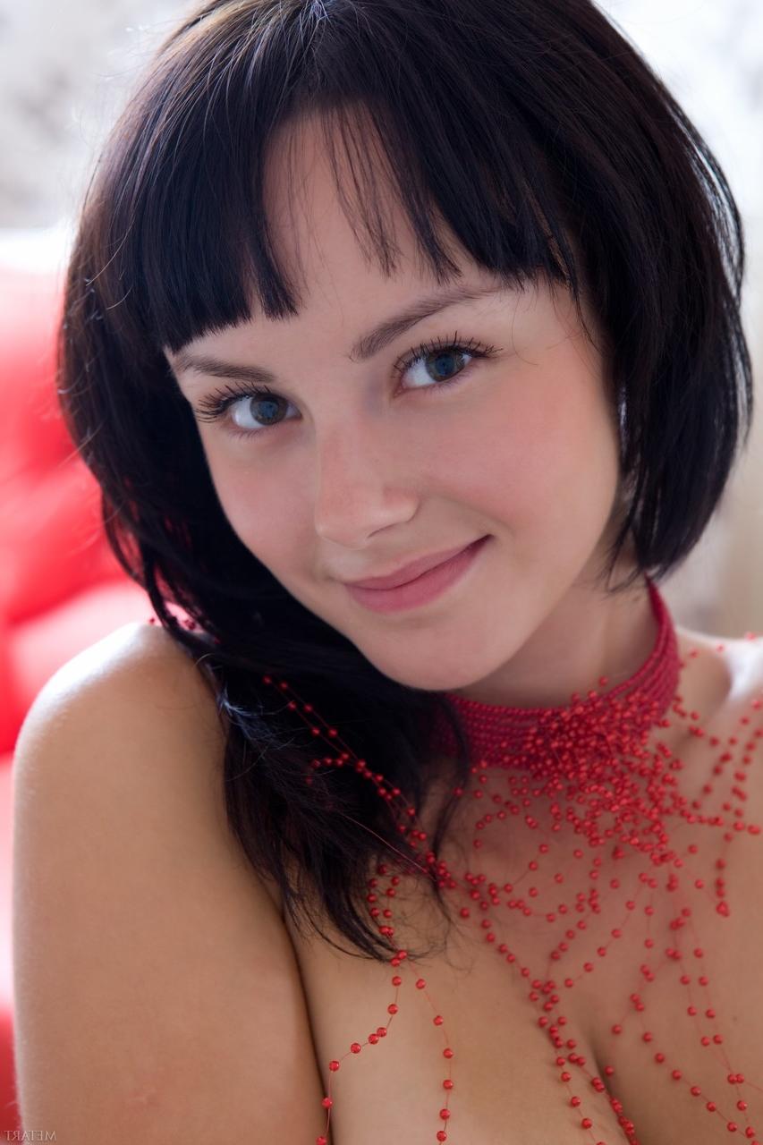 20P Pretty babe with big tits Mirelle A unveils her unshaven armpits & hairy pussy