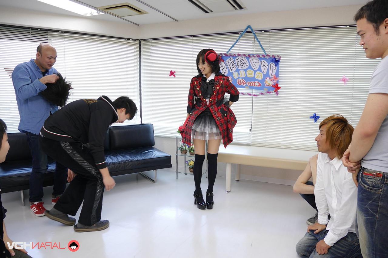 15P Japanese student Ruri Narumiya sits on boy's faces in pink lace underwear