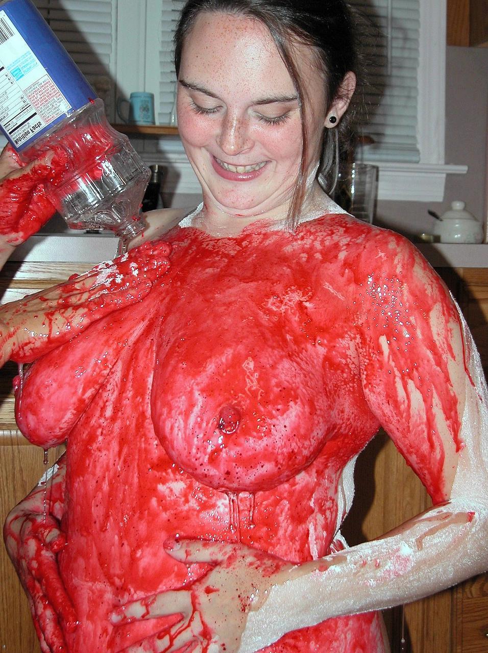 20P Mature lesbian Maria Maines has a kinky foodplay session with her sexy GF