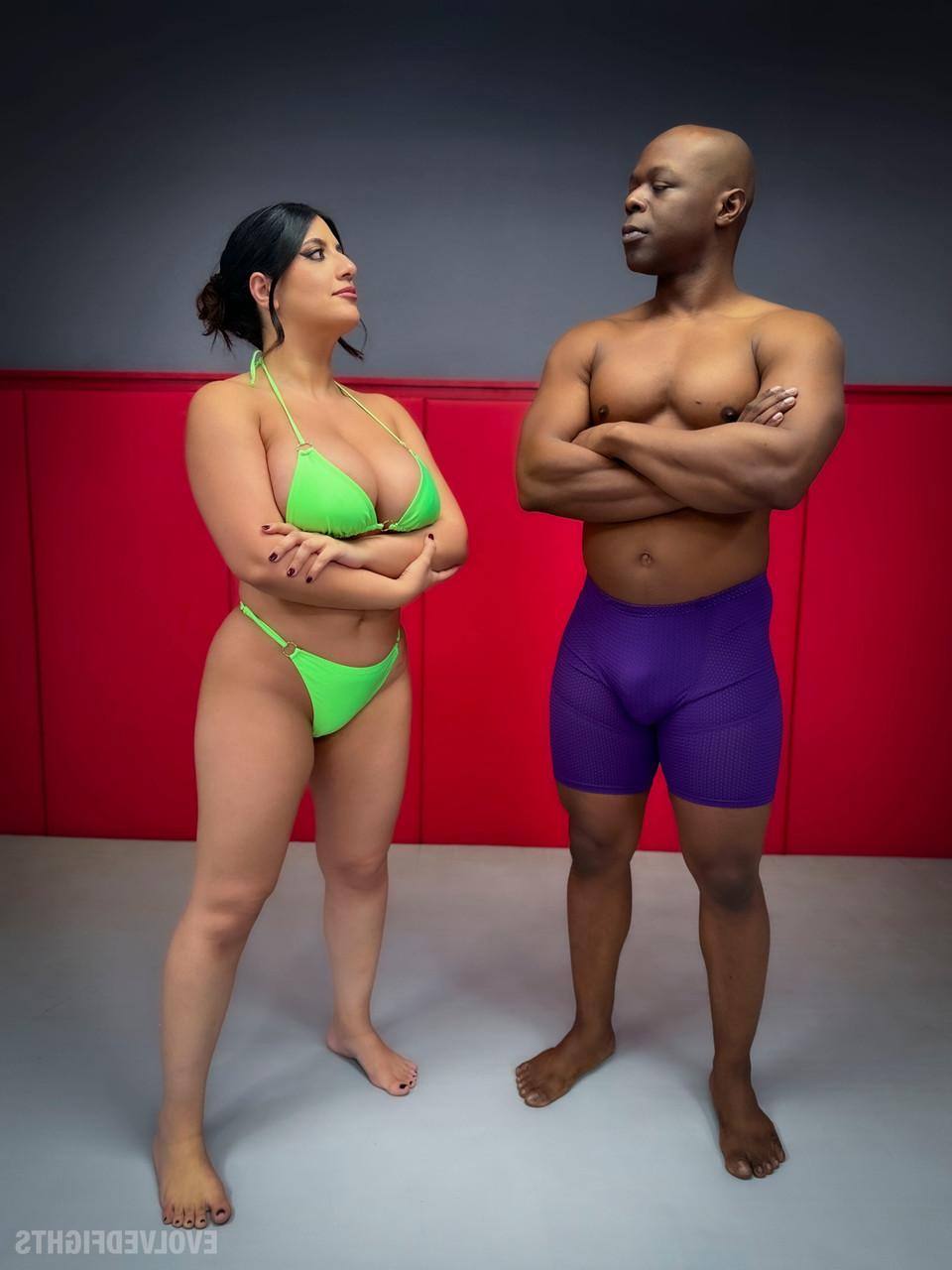 20P Busty wrestler Sarah Arabic gets dominated & fucked by her black coach